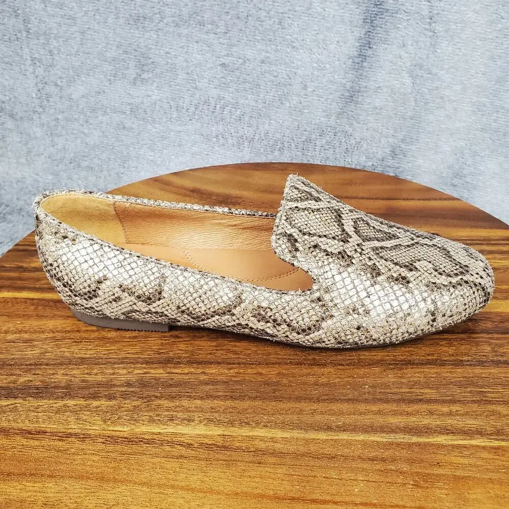 Gentle Souls Shoes Women 8 Metallic Leather Snake Print Comfort Venetian Loafers